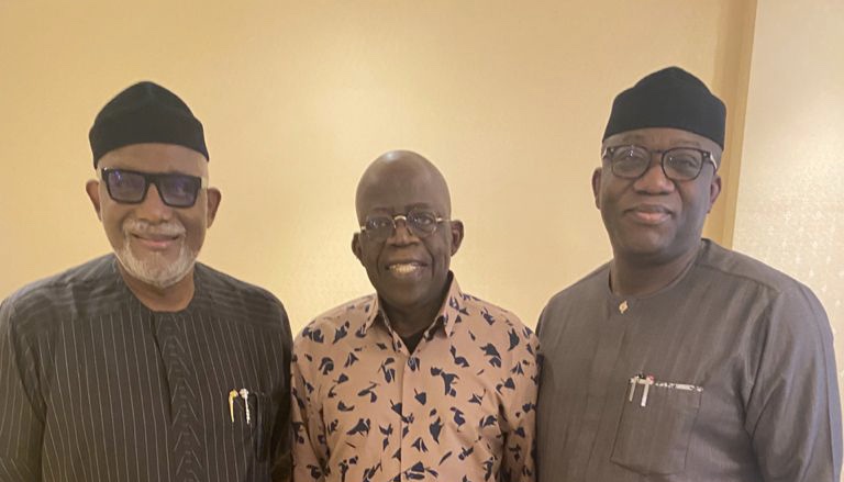 Governor Fayemi, Akeredolu Visit Tinubu In London