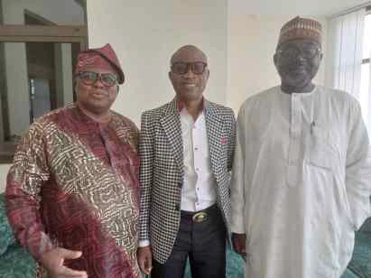 (L-R) Shola Oshunkeye, Steve Nwosu, Salman Yusuf, Special Aide of Gen. Babangida during the interview