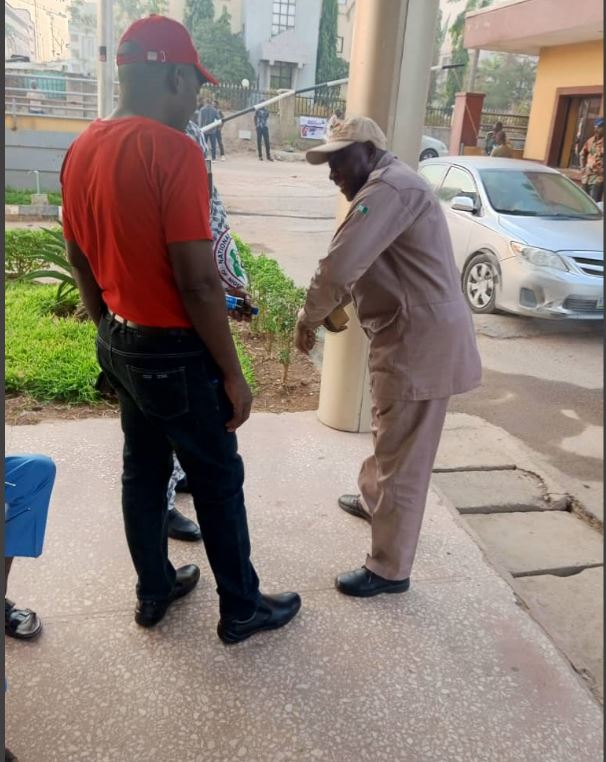 NLC protesters at the Labour House, Abuja