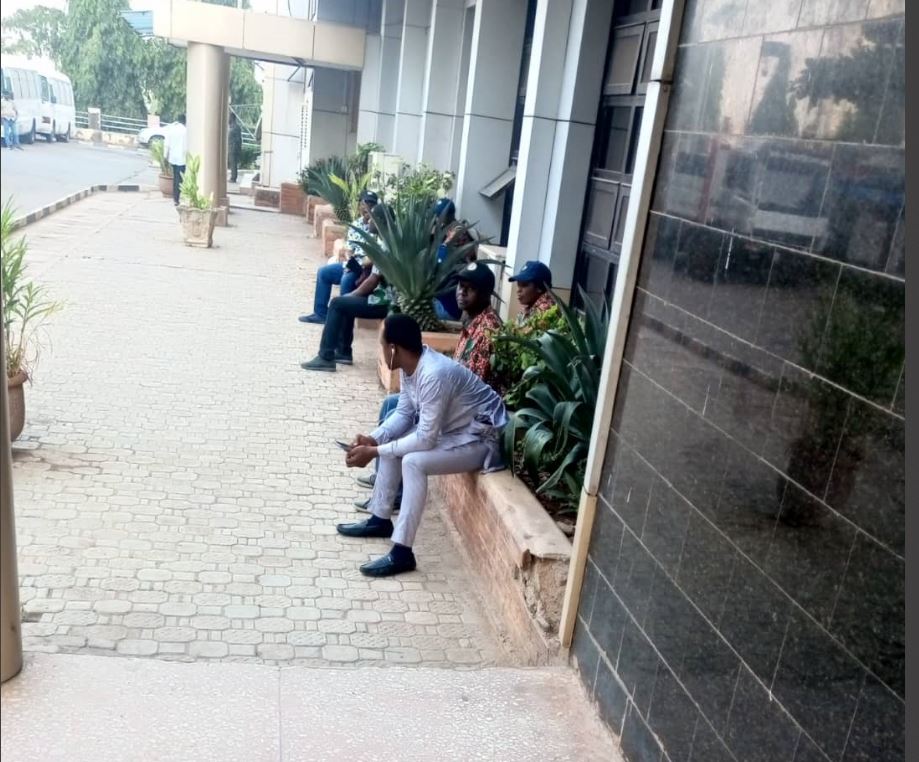 NLC protesters at the Labour House, Abuja