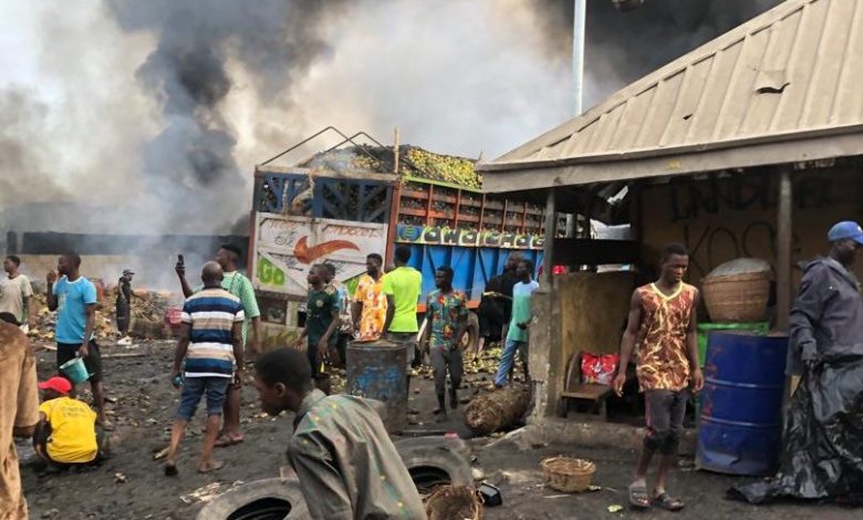 BREAKING: Hoodlums Set Lagos Market On Fire As Major Clash Erupts Between Rival Camps (PHOTOS)