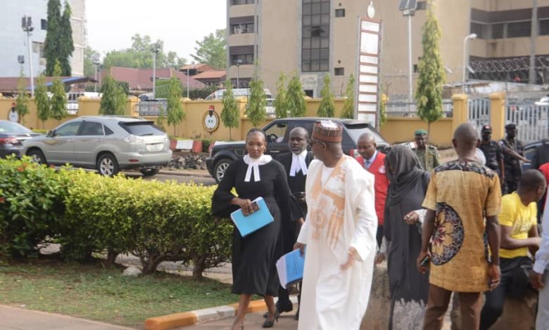 BREAKING: Ex-Aviation Minister Sirika, Daughter Arrive Court Over N2.7B Fraud (PHOTOS)